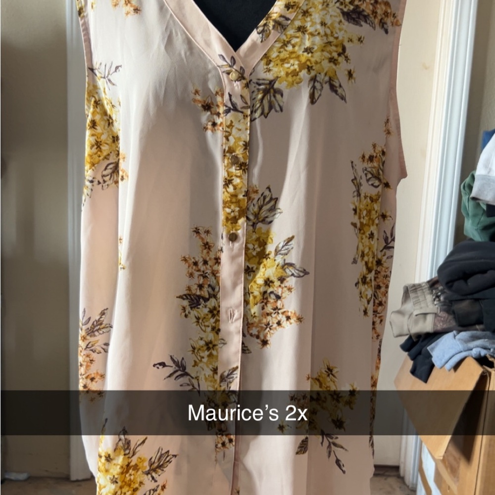 Maurices Floral Sleeveless Bodysuit - Cream and Yellow